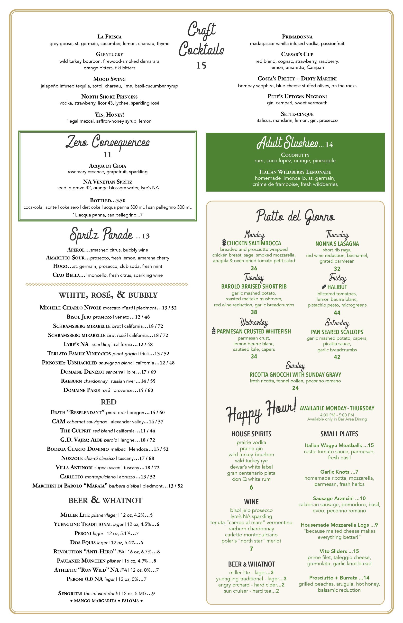 Ovvio Dinner Menu 05.20.26 Page 2